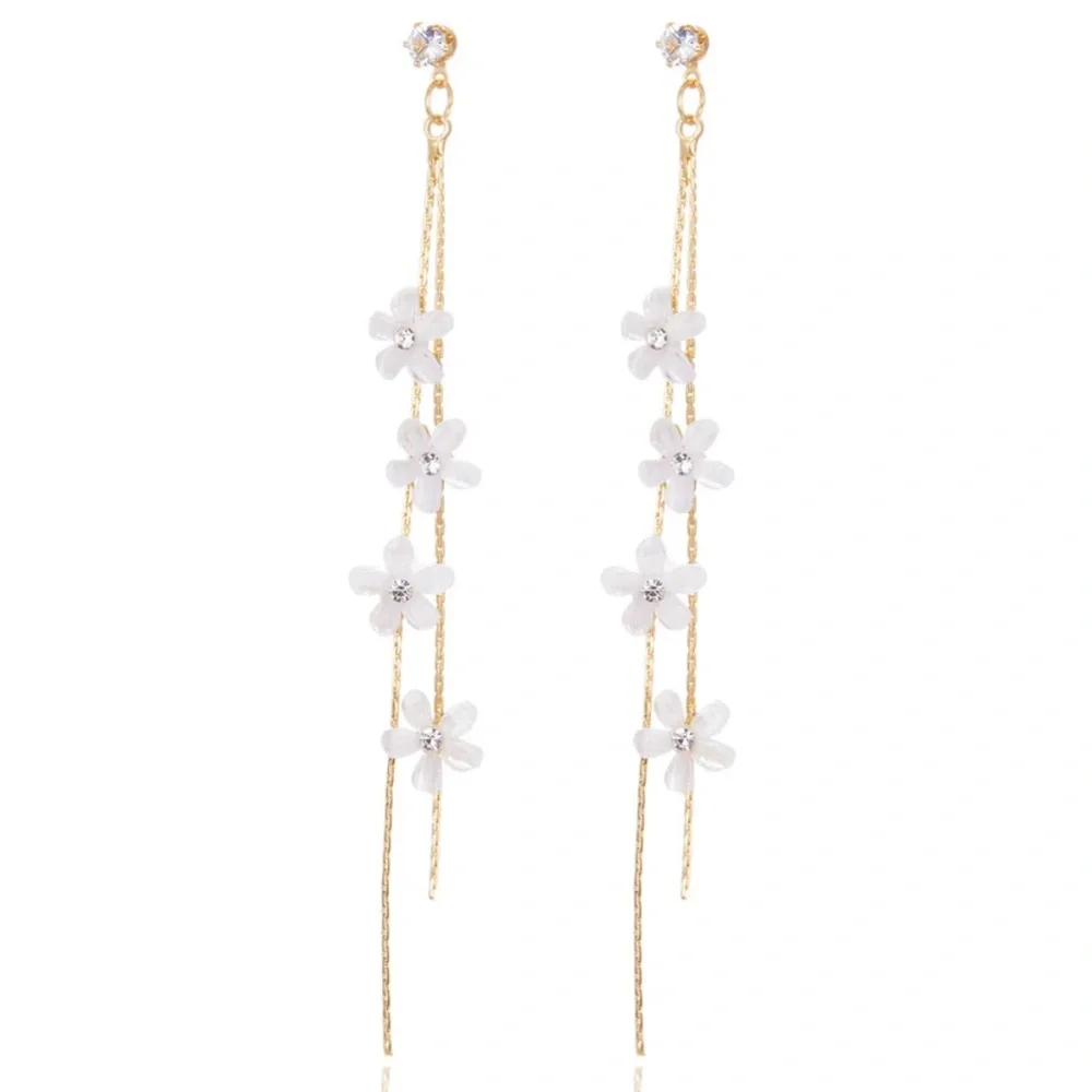 Flower Tassel Earrings - Picture 2 of 6